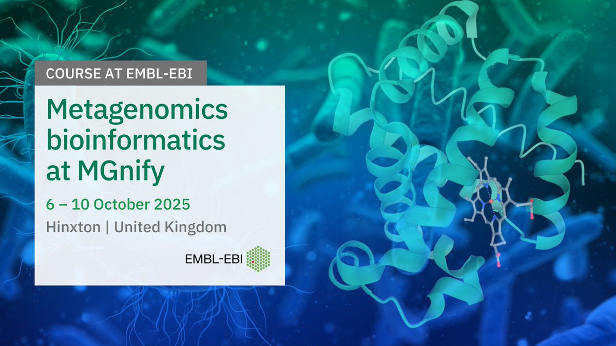 Are you interested in learning more about the tools, processes and analysis approaches used in the field of genome-resolved #metagenomics? Then this course is for you! ebi.ac.uk/training/event…

Limited financial assistance is available. See course page for more info.
