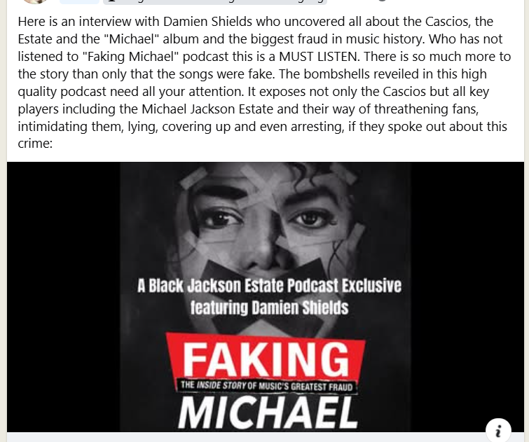 Superflysister2's tweet photo. A crime covered up! Threads, intimidations, lies, outspoken ppl thrown in jail... a lawsuit that ended in 3 songs removed from streaming platforms
MUST LISTEN podcast:
https://t.co/9i3Vg1qOib
https://t.co/ZKNuM2fzCc
#TheBiggestFraudInMusicHIStory #FakingMichael #MichaelJackson https://t.co/Tl4OOa6Q5Z