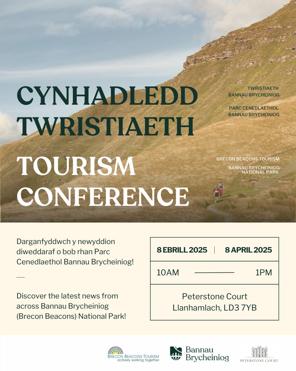 Parc Cenedlaethol Bannau Brycheiniog (@croesobannaub) on Twitter photo Darganfyddwch y newyddion diweddaraf o bob rhan Parc Cenedlaethol Bannau Brycheiniog ⛰️🌿
📅 8 Ebrill 2025
🕙 10AM – 1PM
📍 Peterstone Court 
I gael yr agenda lawn ac i gofrestru eich lle, ewch i ➡️ eventbrite.co.uk/e/cynhadledd-t… Darganfyddwch y newyddion diweddaraf o bob rhan Parc Cenedlaethol Bannau Brycheiniog ⛰️🌿
📅 8 Ebrill 2025
🕙 10AM – 1PM
📍 Peterstone Court 
I gael yr agenda lawn ac i gofrestru eich lle, ewch i ➡️ eventbrite.co.uk/e/cynhadledd-t…