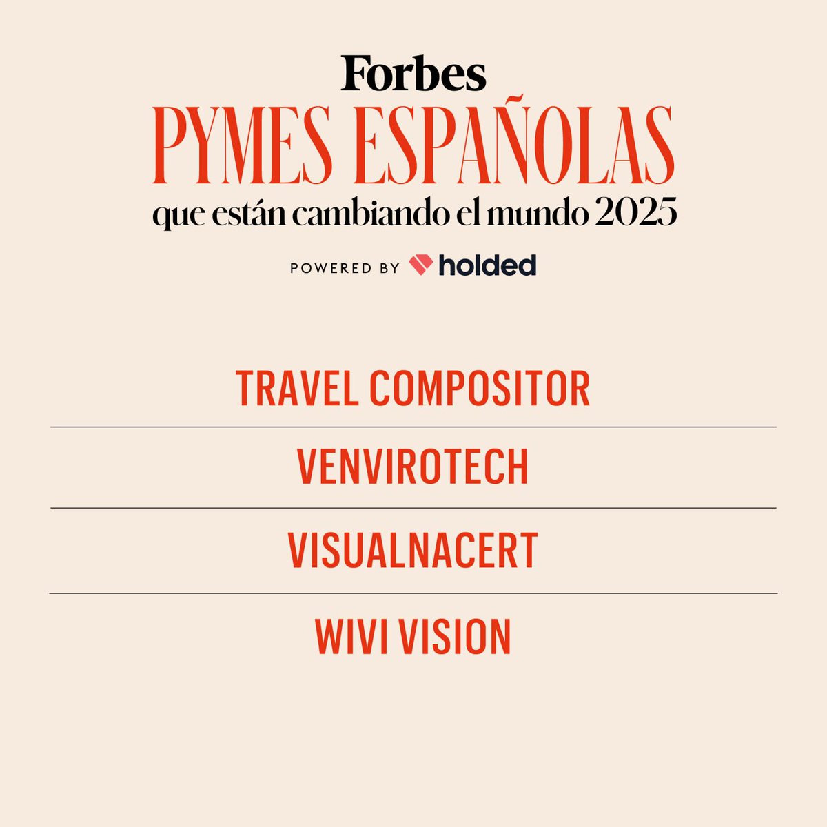 Innovar es el camino para cambiar el mundo
<a href="/Forbes_es/">Forbes_es</a> nos ha incluido en la lista 'Las pymes españolas que están cambiando el mundo 2025', un reconocimiento que nos entusiasma y nos impulsa a seguir avanzando. Gracias por destacar la innovación con impacto forbes.es/listas/662700/…