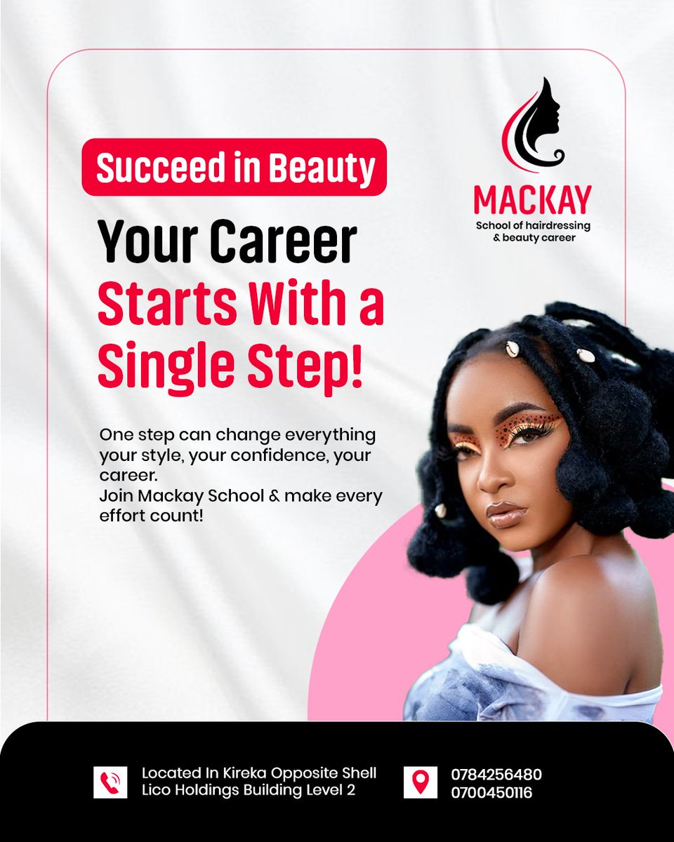 mackayschool's tweet photo. Empower your passion! π Unlock incredible opportunities at Mackay School of Hair Dressing and Beauty Career! Every effort count! π
Start your journey! πββοΈ
π 0784256480 / 0700450116
#MackaySchool #HairDressingCourse
#BeautyOpportunity #HairSkills #BeautyCourses https://t.co/hodWfk9ZPW