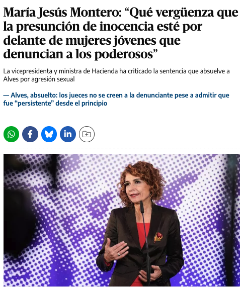 HayDerecho's tweet photo. 🚨 En los últimos días, hemos visto cómo la vicepresidenta Montero cuestionaba un pilar fundamental del Estado de derecho: la presunción de inocencia. Un derecho que protege a todos los ciudadanos de condenas injustas.

Sobre esto versa nuestro último #editorial en el #BlogHayDerecho.

Abrimos 🧵