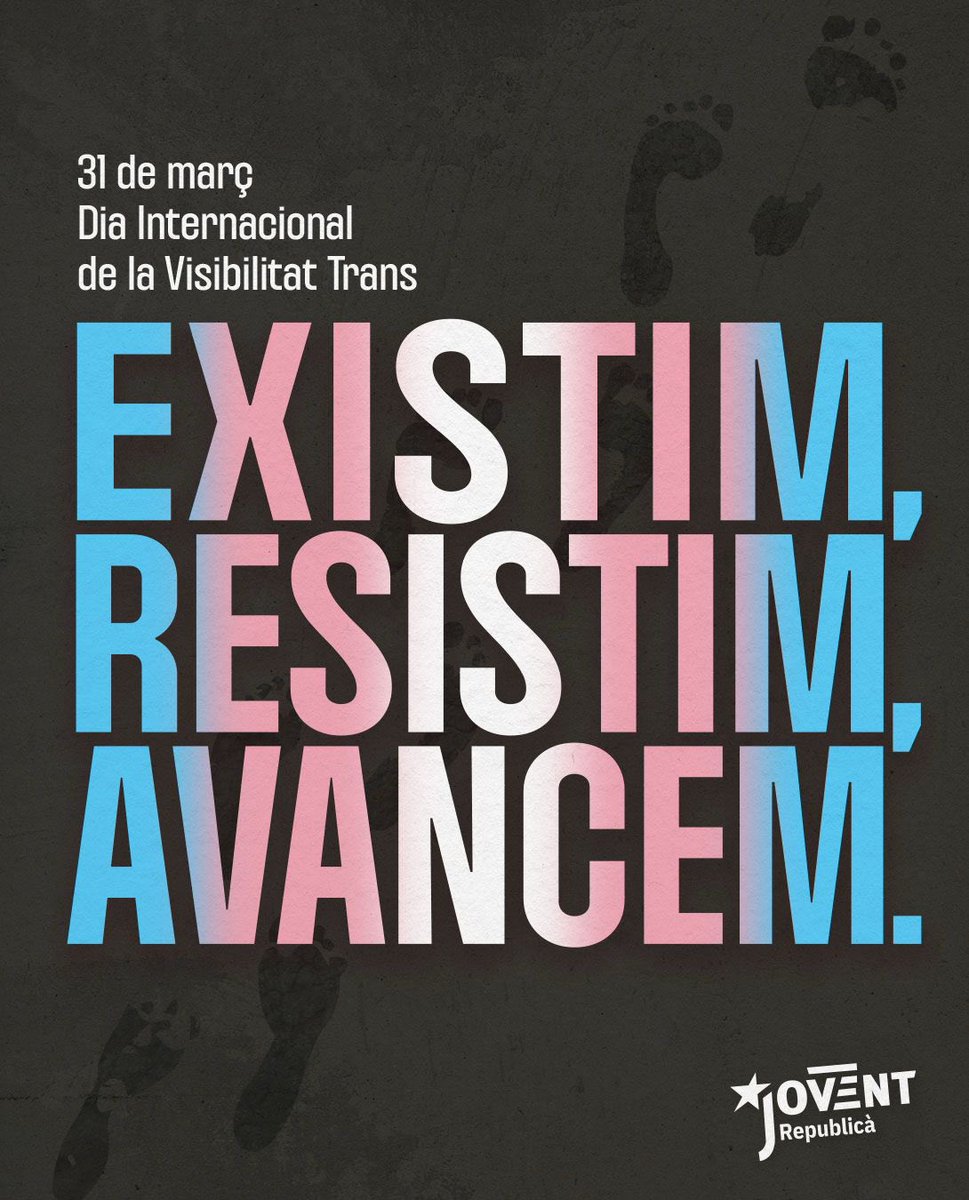 Com cada 31 de març, celebrem el dia de la Visibilitat Trans 🏳️‍⚧️

Davant de l’auge reaccionari, cal reivindicar els drets i avenços aconseguits i reclamar que es garanteixi el benestar de les persones trans*

EXISTIM, RESISTIM, AVANCEM! ✊🏽
