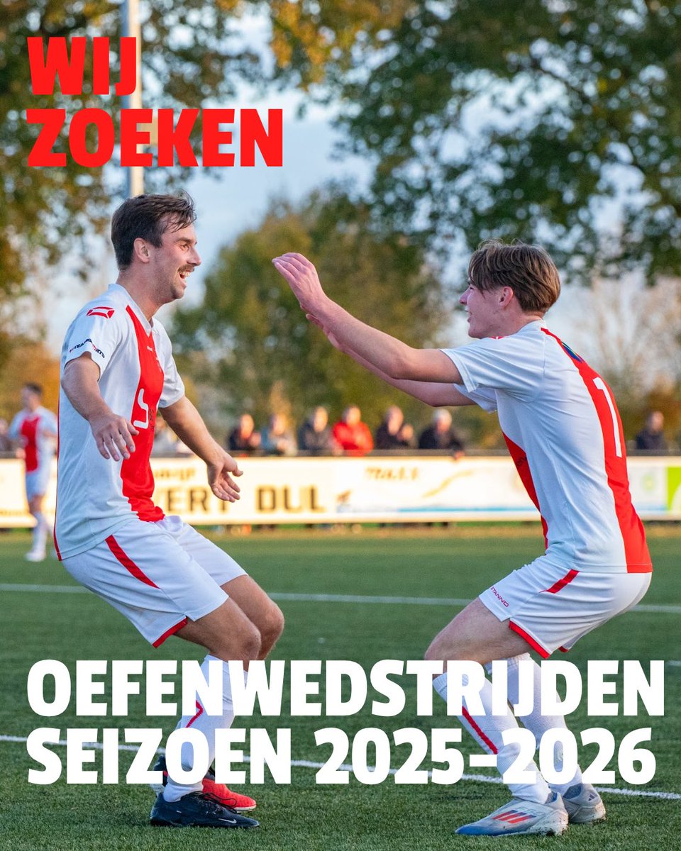 Ons eerste elftal zoekt oefenwedstrijden voor het nieuwe seizoen.

De data? Zaterdag 12 juli, dinsdag 17 juli, dinsdag 26 augustus, dinsdag 2 september en dinsdag 9 september. Bij voorkeur thuis tegen vierde- of vijfdeklassers. Mail naar: wedstrijdsecretarissenioren@vvoene.nl