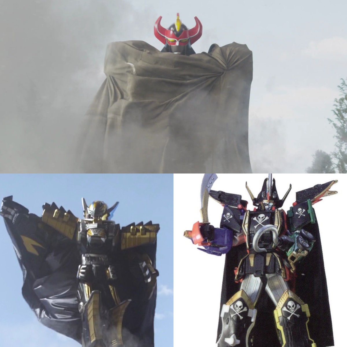 SentaiFive's tweet photo. Good morning. Start the week off with cloaked / caped Sentai Robos https://t.co/W97dCJVWLP