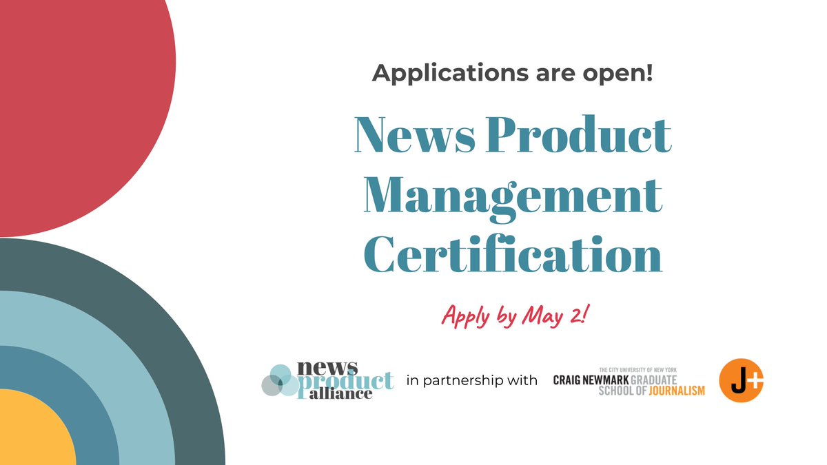 newsproduct's tweet image. Applications are now open for Cohort 4 of the News Product Management Certification! #NPMC
newsproduct.org/news-product-m…