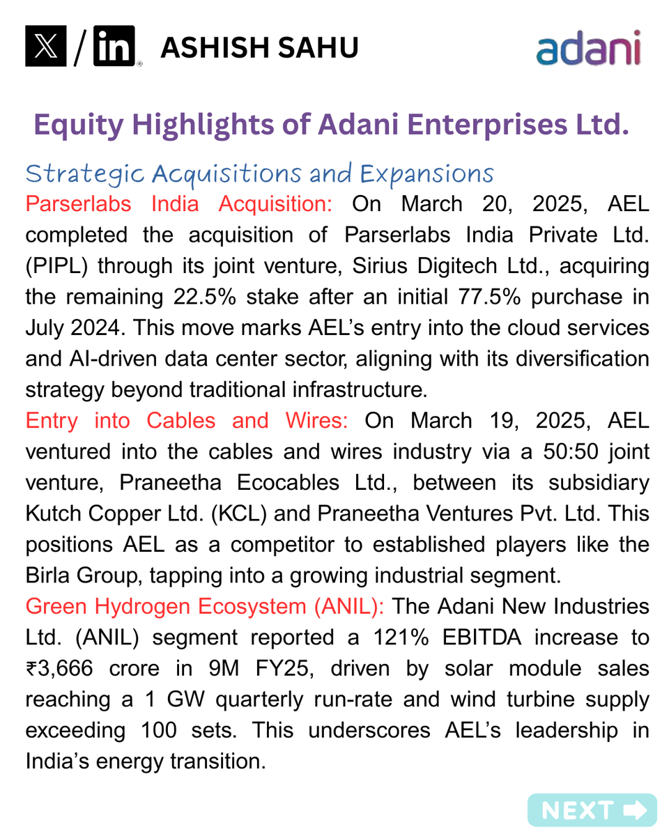 ashishsahu_01's tweet photo. Equity Research Highlights by Ashish Sahu (16/NIFTY500)
💡Adani Enterprises
₹3.4 Lakh Cr Market Cap Loss, 48% Stock Drop, Yet EBITDA Up 29% to ₹12,377 Cr—Data Too Big and Highly Important. Read in Thread!
#AdaniEnterprises #StockMarketIndia #equityresearch #importantdata #MIvsKKR #MIvKKR