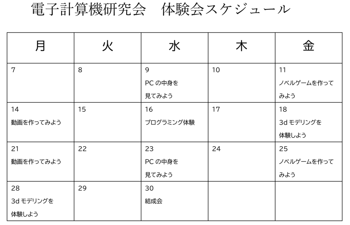 電子計算機研究会では、4月9日から様々な班の体験会を行います！
各体験会は、18時30分～20時までを予定しております！
初日の9日は自作班の体験です！
ぜひおこしください！
開催場所は後日ご連絡します
#春から鳥大 #春から鳥取大学