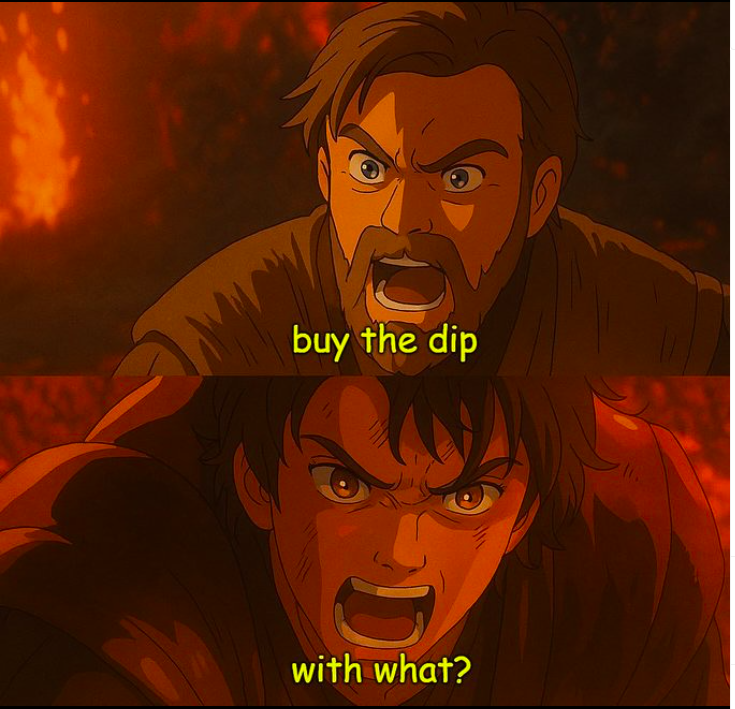 Meme of the day 👇

YTD returns:

$META: -2.38% 
$MSFT: -11.26% 
$AAPL: -12.74% 
$AMZN: -13.40% 
$GOOG: -18.55% 
$NVDA: -19.82% 
$TSLA: -33.41%  

#stocks #investing #money