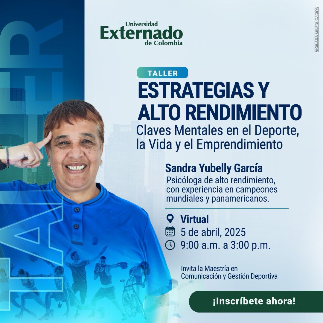 Germán Arango (@germanarango1) on Twitter photo IMPERDIBLE! El Taller Masterclass que ofrece la Maestría en Comunicación y Gestión Deportiva de <a href="/UExternado/">U.Externado</a> <a href="/ComExternado/">Comunicación Social - Periodismo - U Externado</a> nos vemos este sábado 5 de abril para aprender mucho de sicología, deporte y emprendimiento. Inscríbete aquí. uexternado.zoom.us/meeting/regist… IMPERDIBLE! El Taller Masterclass que ofrece la Maestría en Comunicación y Gestión Deportiva de <a href="/UExternado/">U.Externado</a> <a href="/ComExternado/">Comunicación Social - Periodismo - U Externado</a> nos vemos este sábado 5 de abril para aprender mucho de sicología, deporte y emprendimiento. Inscríbete aquí. uexternado.zoom.us/meeting/regist…