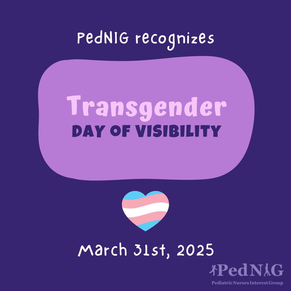 🌟 Happy Transgender Day of Visibility! 🌟

Read the full caption here: instagram.com/p/DH3YrAKuoR1/…

#PediatricNurses #PediatricNursing #RNAO #RegisteredNursesOfOntario #PedNIG #TransDayOfVisibility #TDOV #TransYouth #2SLGBTQIHealth #GenderAffirmingCare #HealthEquity