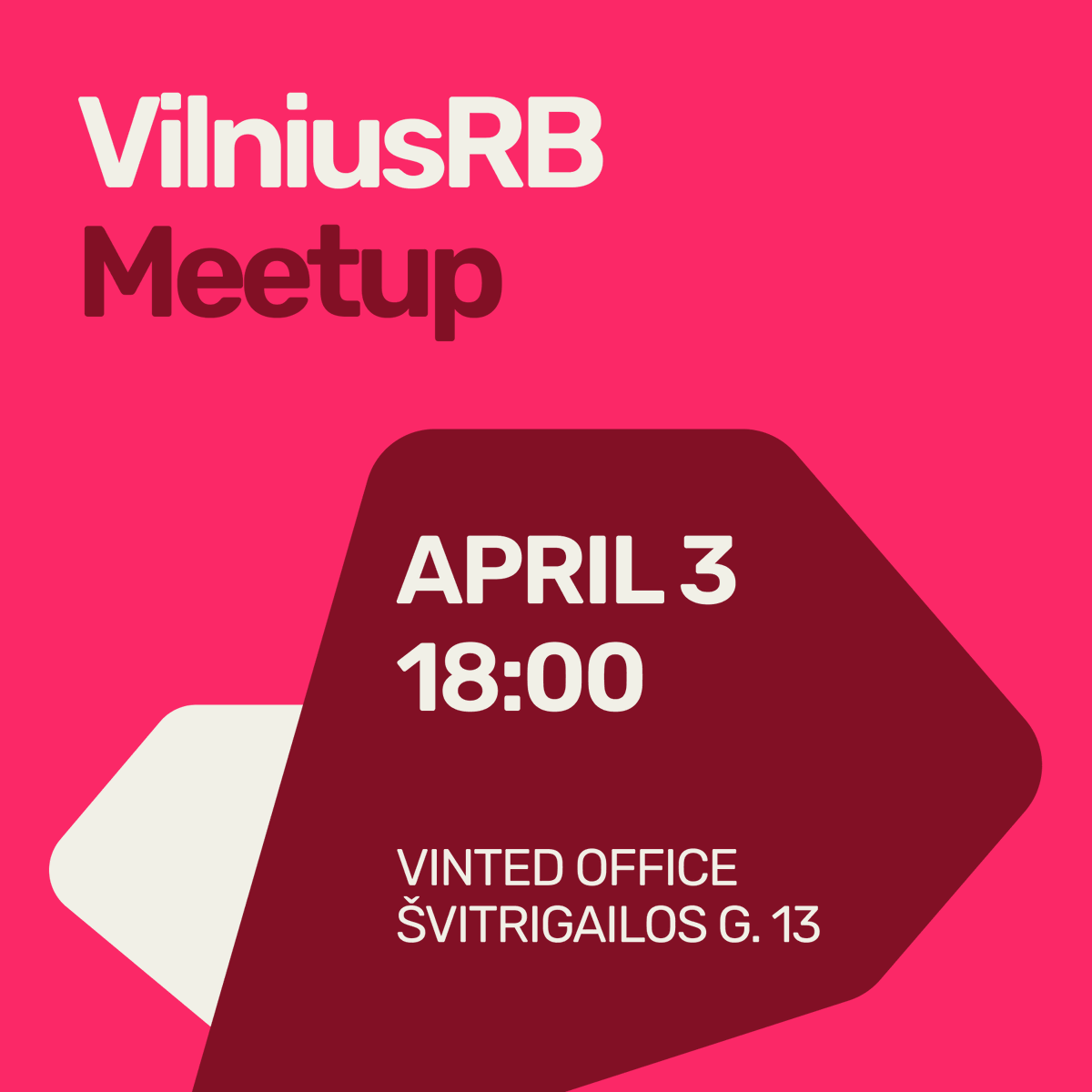 Hi friends!
Here’s a little reminder that we’re meeting this Thursday, April 3, for our next meetup at the Vinted office.
Registration is required: lu.ma/lot8n2x3