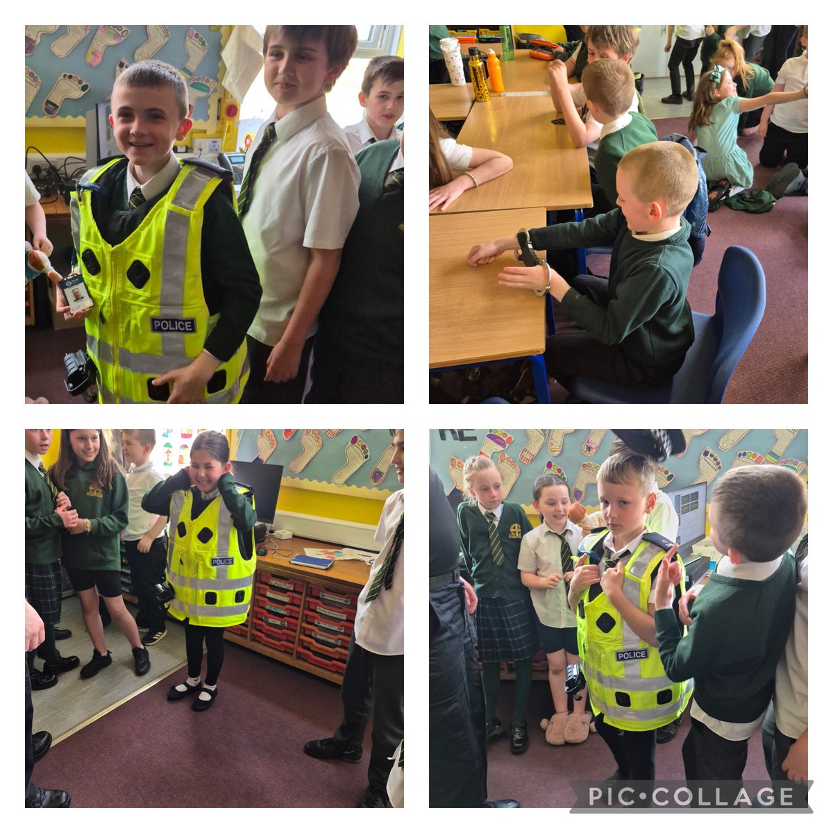 MrsDo_StP's tweet photo. The final visitors for World of Work 🌟 
Thank you to P’s mum to tell us about how social work and decider skills. 
Thank you to N’s mum to tell about mental health nursing 
And thanks to Mr Dolan to telling us about being a police officer and trying on his uniform.
We loved it! https://t.co/a0ZACUj15b