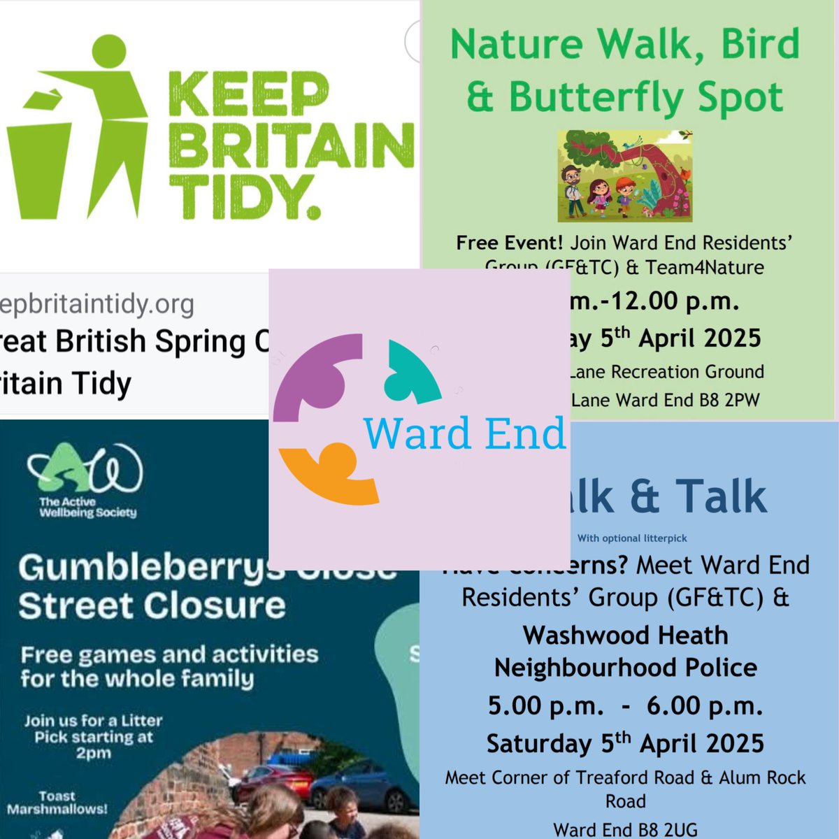 Ward End Residents' Glebe Farm & Tile Cross (@wardendgftc) on Twitter photo This is how our Community Action Day 5th April is shaping up... Litterpicks, Nature Bird & Butterfly Spot with <a href="/Team4Nature/">Team4Nature</a>, TAWs Street Closure Event & Walk & Talk with <a href="/WashwoodWMP/">Washwood Heath Police</a> Message for further details...👇 This is how our Community Action Day 5th April is shaping up... Litterpicks, Nature Bird & Butterfly Spot with <a href="/Team4Nature/">Team4Nature</a>, TAWs Street Closure Event & Walk & Talk with <a href="/WashwoodWMP/">Washwood Heath Police</a> Message for further details...👇