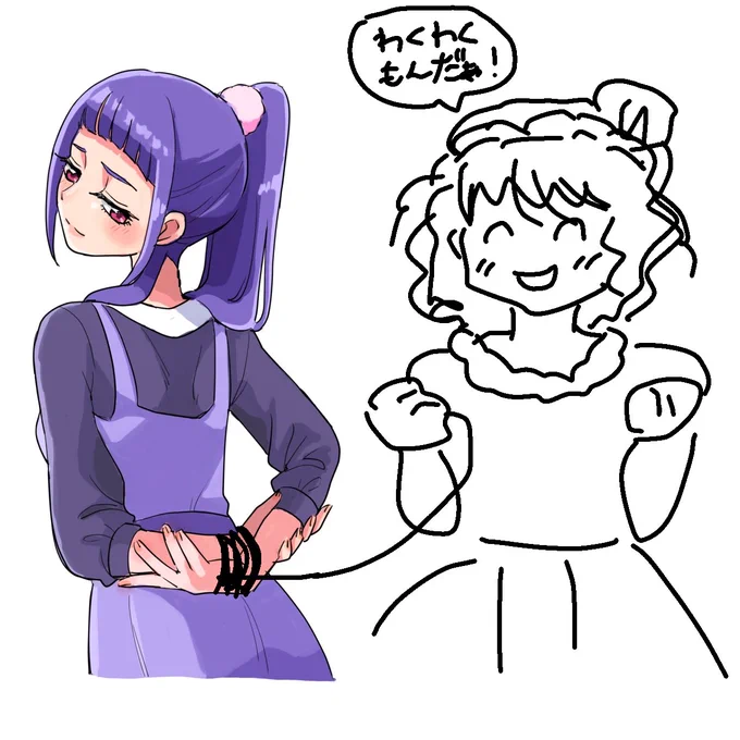 ちなみにこちらは、蒼ハネさん用に描いた元絵にサエキさんが描いてくれたやつでした。こんな狂気をはらんだ「わくわくもんだあ!」初めて見た 