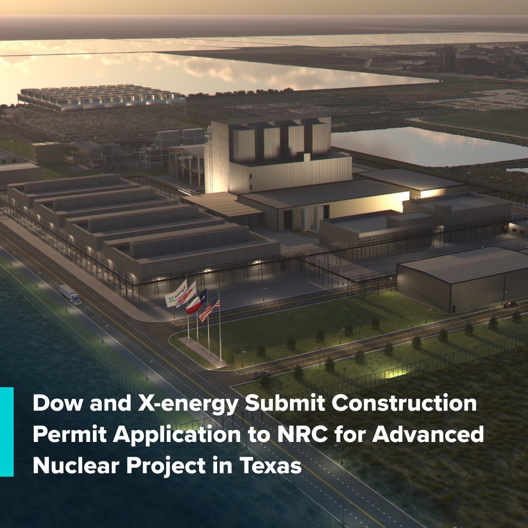 xenergynuclear's tweet image. @DowNewsroom and X-energy have applied for a construction permit for an advanced nuclear project in Seadrift, TX. Using X-energy’s Xe-100 SMR tech, this project will provide clean, reliable power while cutting emissions.
x-energy.com/media/news-rel… #CleanEnergy #Nuclear @NRCgov