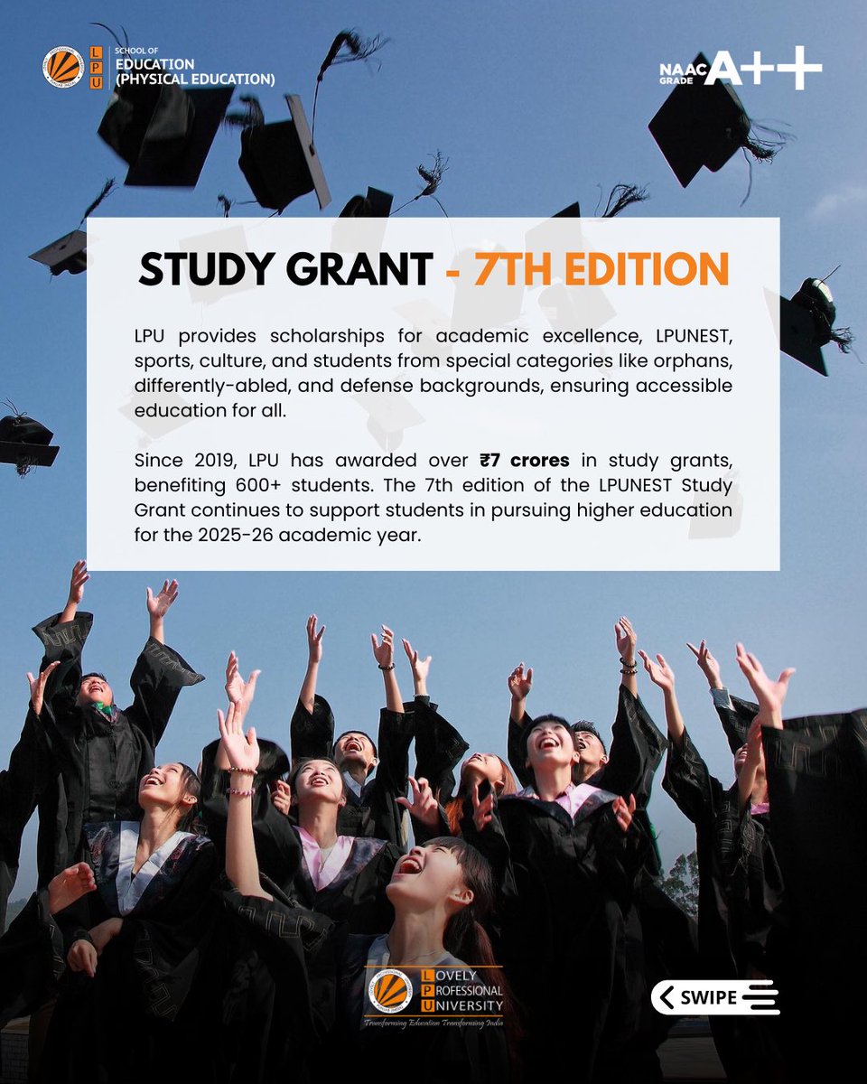 LPUPhysicalEdu's tweet image. Ready to turn your study dreams into reality? 🎓 LPUNEST-2025 is offering a ₹1 Lac study grant to study at your dream institution!

Take the first step and swipe up to learn more! Don't miss out on this amazing opportunity! 

#LPUNEST #StudyDreams #ScholarshipAlert #Lpu #EduRev