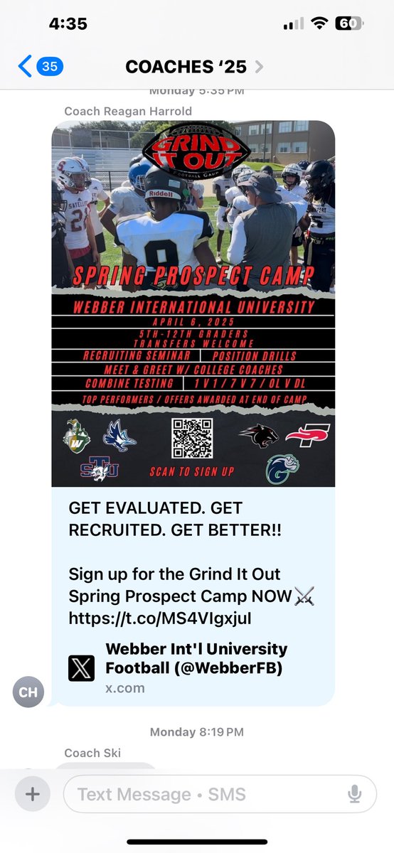 This Sunday April 6, it’s going down at Webber International University. The Grind It Out One Day Prospect Camp so SCAN THE CODE if you are looking to get help going to college. Only the strong will survive, but you want know unless you attend we are giving out offers on the