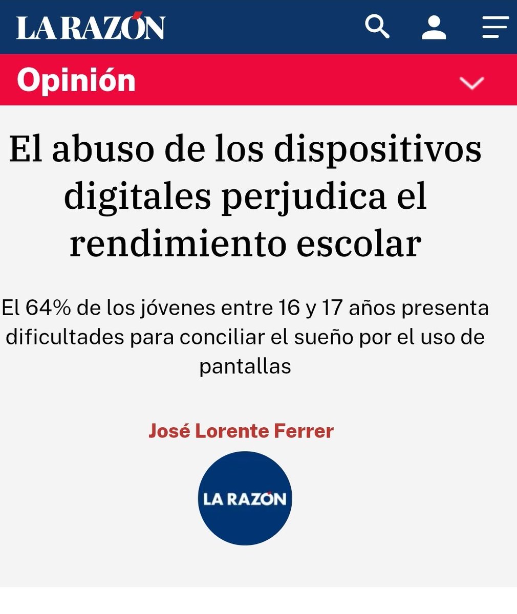 Vergonzoso artículo de <a href="/larazon_es/">La Razón</a> No sólo no recogen los datos reales de #PISA en relación rendimiento/pantallas, sino que directamente acusan a los docentes de ser unos vagos y unos malos profesionales por apoyarse en las TIC para mejorar su labor. ¡Basta ya de manipulación!⛔