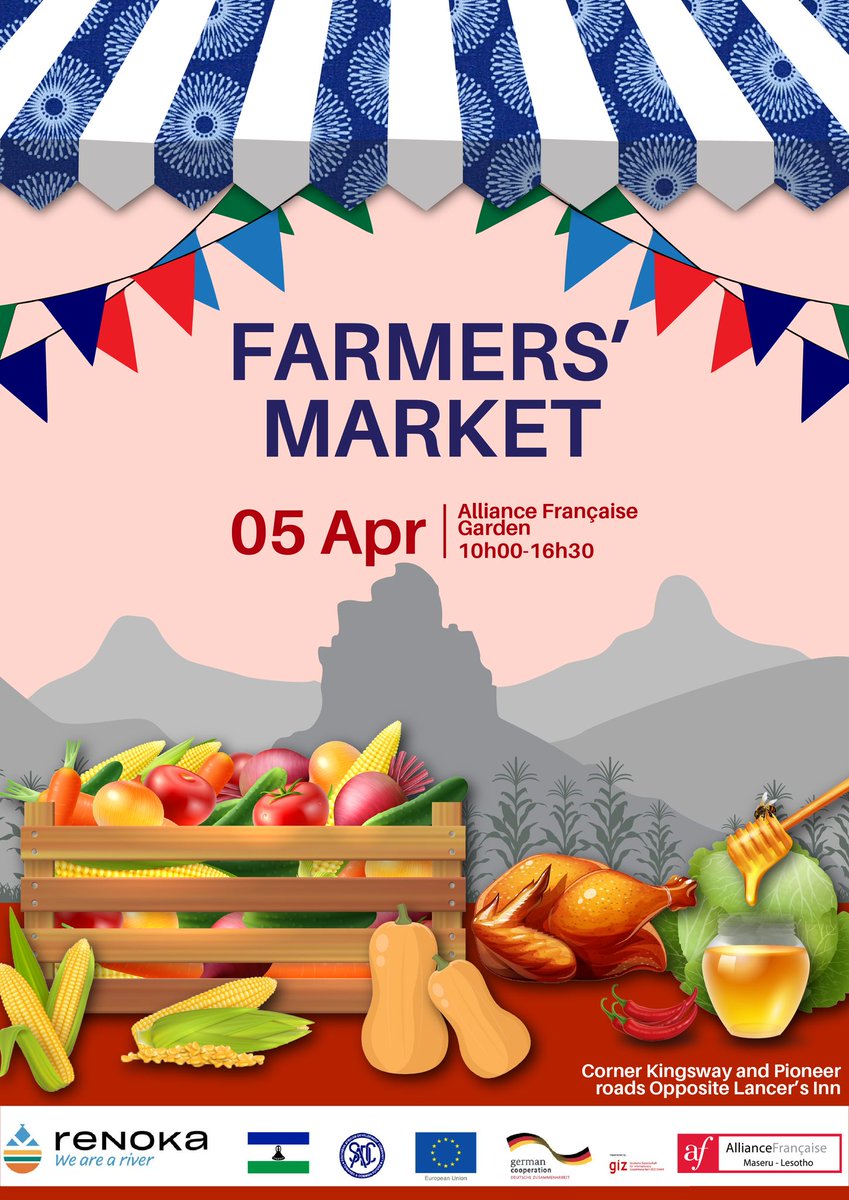 Farmers Market – This Weekend!

Join us this Saturday at the #ReNOKA - Alliance Française de Maseru farmers' market!

Discover the fresh local produce, meet the hardworking growers &amp; support our local farmers &amp; artisans at📍 Alliance Française de Maseru garden.

#freshproduce