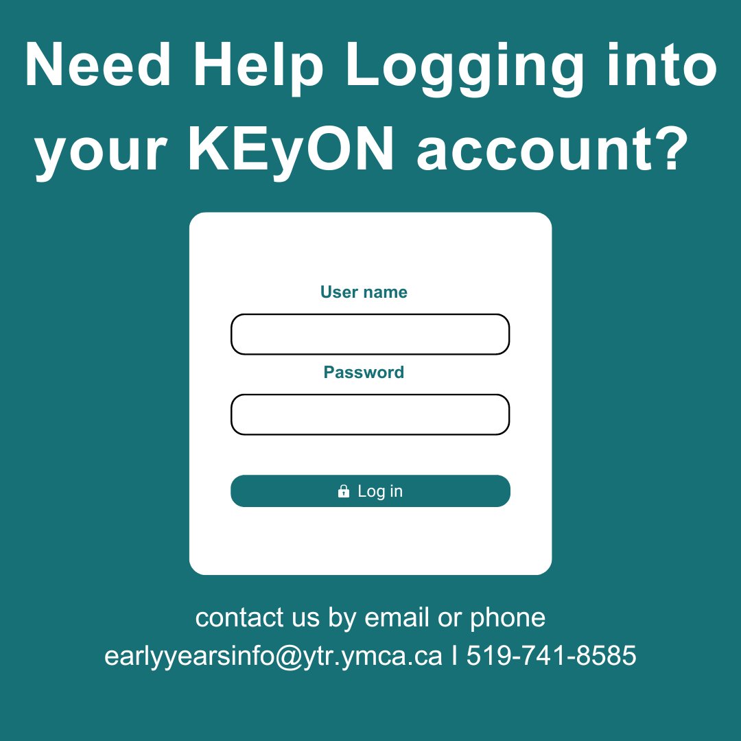 Need help navigating KEyON? We can help with any of your KEyON questions. 

Call us at 519-741-8585x3001 or email earlyyearsinfo@ytr.ymca.ca