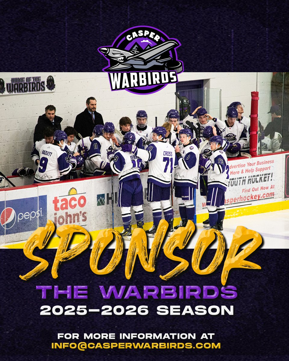The Warbirds are gonna #flyhigh this season, and we'd love for your business to take part in the excitement! Email info@casperwarbirds.com for more information on our sponsorship opportunities and available theme night partnerships. 

#FlyAsOne #casperwy #ncdc #juniorhockey