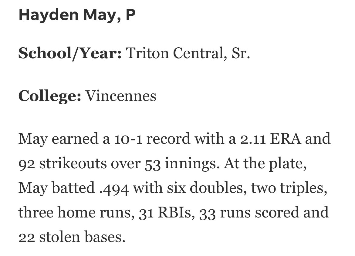 Congratulations to Hayden for earning 2nd Team recognition!!!!!!!!