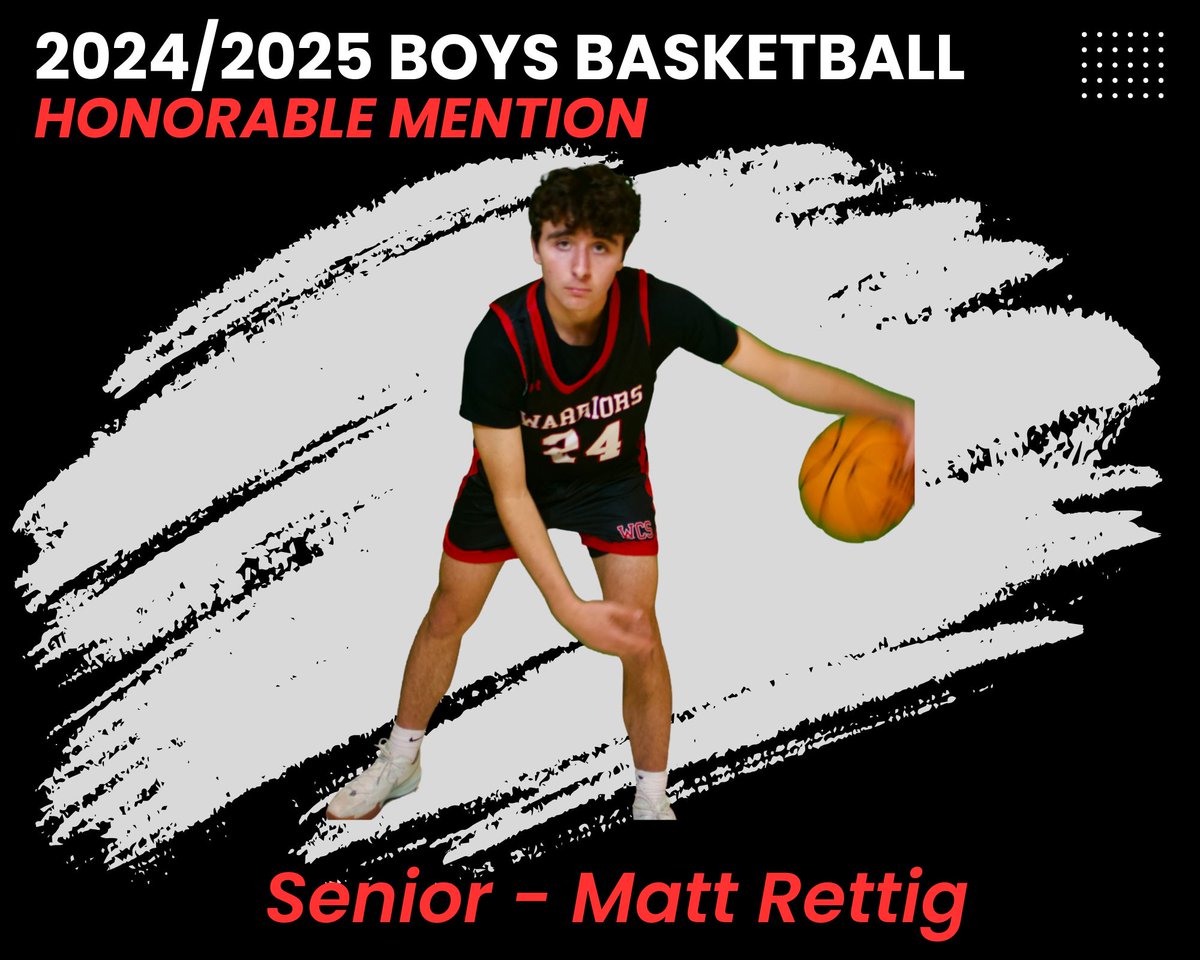 Congrats to senior Matt Rettig who earned post season recognition from the non conference coaches as a result of his performance this past basketball season!  WARRIOR PRIDE!