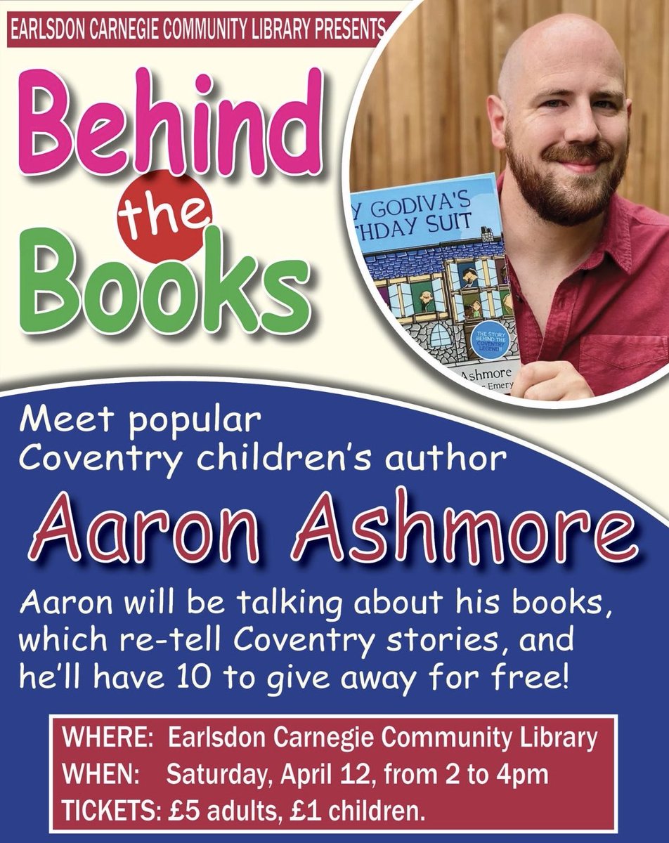 Aaron Ashmore (@aaronashmore8) on Twitter photo A reminder of my talk at <a href="/EarlsdonL/">Earlsdon Library</a> on Saturday, 12th April, which is less than two weeks away!
Following the talk, I will be giving away 10 signed copies of my books!
Grab tickets over at tickettailor.com/events/earlsdo… A reminder of my talk at <a href="/EarlsdonL/">Earlsdon Library</a> on Saturday, 12th April, which is less than two weeks away!
Following the talk, I will be giving away 10 signed copies of my books!
Grab tickets over at tickettailor.com/events/earlsdo…