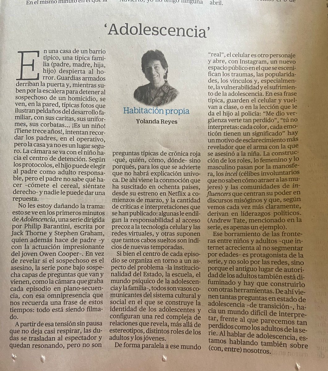 Mi columna de hoy sobre la serie “Adolescencia”: tantas capas de preguntas que deja resonando, tantas conversaciones pendientes. Al hablar de adolescencia, hablamos de nosotros.