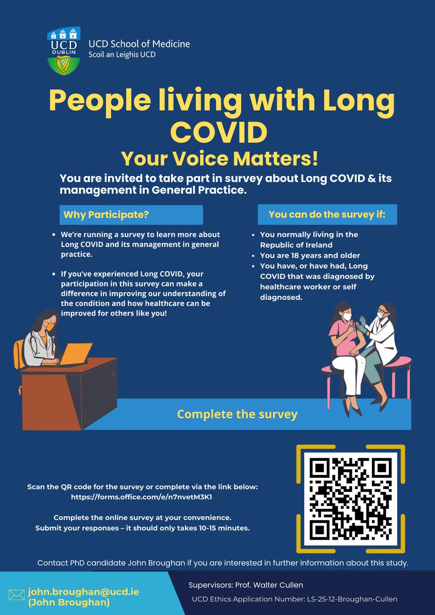Do you have, or have you had, Long Covid? We would like to hear from you! Help our research by taking our survey (10-15mins). 
Take the survey: forms.office.com/e/n7nvetM3K1
