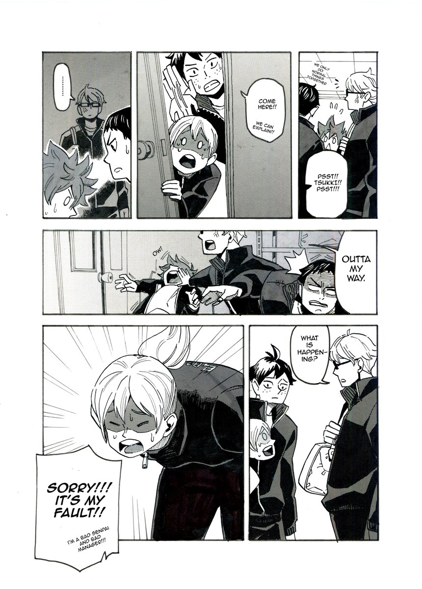 VolleyboysW's tweet image. Matchmaker Tsukki. Featuring kagehina as oblivious third years (1/12) #kagehina #Haikyuu #karasuno #tsukishimakei