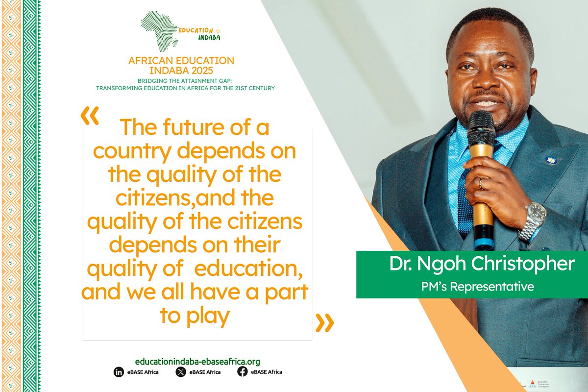 eBASE Africa (@ebase_africa) on Twitter photo "The future of a country depends on the quality of the citizens, and the quality of the citizens depends on their quality of education, and we all have a part to play." Dr. Ngoh Christopher.
#EIC2025
#WeAttain
#InspiringHope
<a href="/EducEndowFoundn/">EEF</a> <a href="/GPforEducation/">Global Partnership for Education</a> <a href="/RuthS3/">Ruth Stewart</a> "The future of a country depends on the quality of the citizens, and the quality of the citizens depends on their quality of education, and we all have a part to play." Dr. Ngoh Christopher.
#EIC2025
#WeAttain
#InspiringHope
<a href="/EducEndowFoundn/">EEF</a> <a href="/GPforEducation/">Global Partnership for Education</a> <a href="/RuthS3/">Ruth Stewart</a>