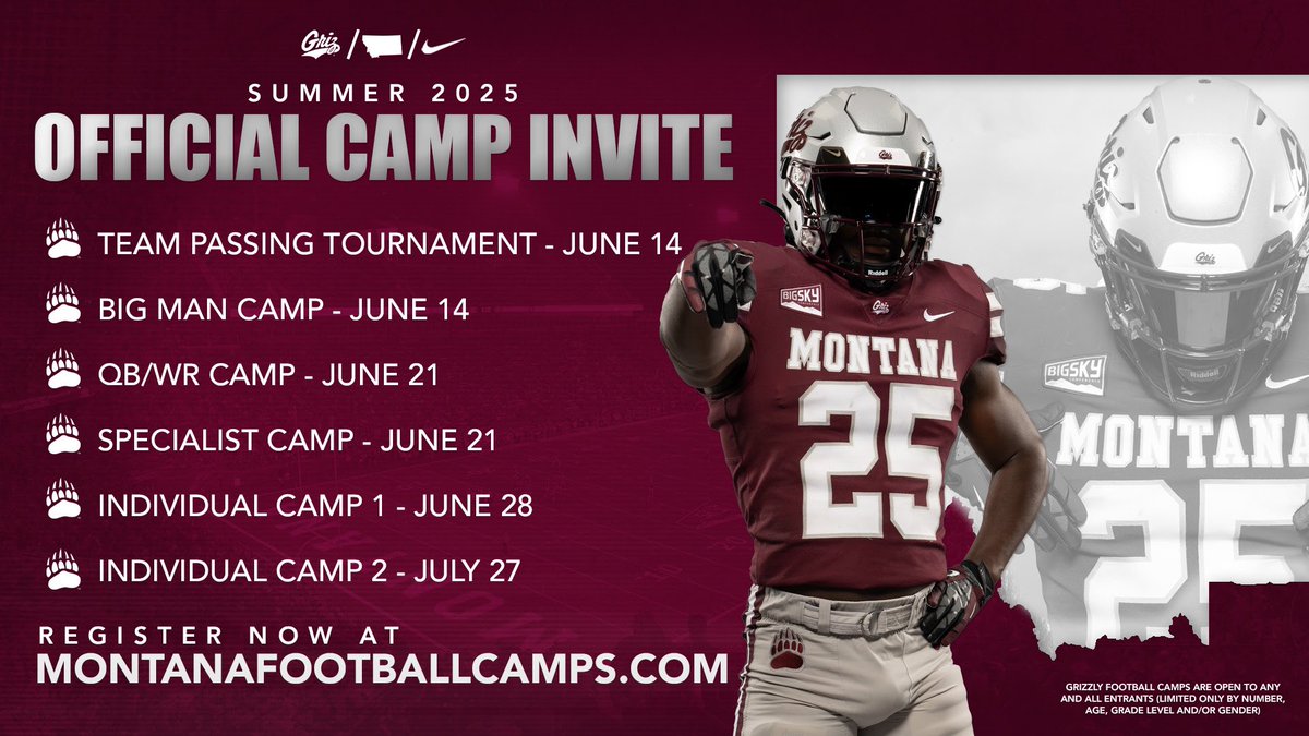 Thank you <a href="/KeatonJ_3/">Keaton Johnson</a> for the invite to <a href="/MontanaGrizFB/">Montana Griz Football</a> Camp. Looking forward to going!