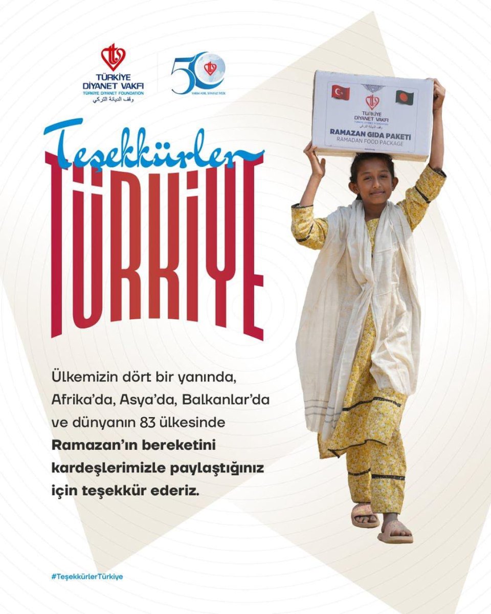 Ülkemizin dört bir yanında, Afrika’da, Asya’da, Balkanlar’da ve dünyanın 83 ülkesinde Ramazan’ın bereketini kardeşlerimizle paylaştığınız için teşekkür ederiz.

#TeşekkürlerTürkiye