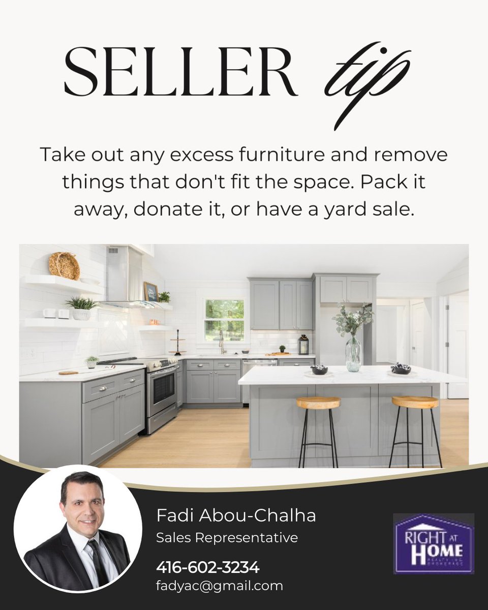 FadiChalha's tweet image. When potential buyers walk into the house, they don't want to feel overwhelmed with clutter, so make sure to do all the cleaning and decluttering before the first showing. It will make a world of a difference!

#homesellingtip #cleananddeclutter #416 #905 #peel #toronto #halton