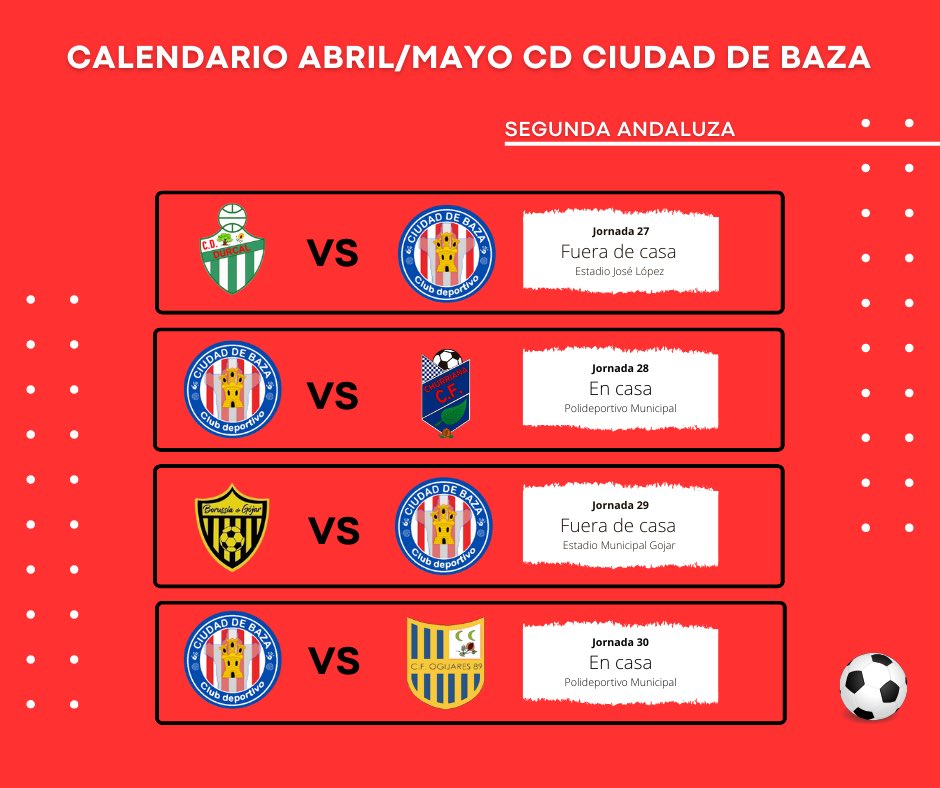📣 Estas son nuestras últimas cuatro finales por la permanencia ¡¡vamos Baza!! 💪🏻

#JuntosSomosUno 🔴⚪️