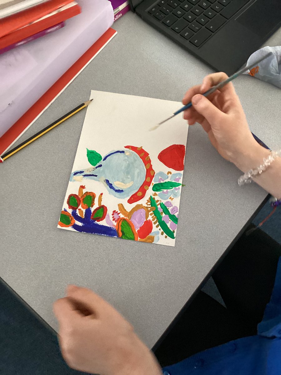 TH_Year6's tweet image. We are creating artwork inspired by the work of John Dyer using acrylic paint in bright colours to represent the rainforest. @TangHallPrimary @PathfinderMAT