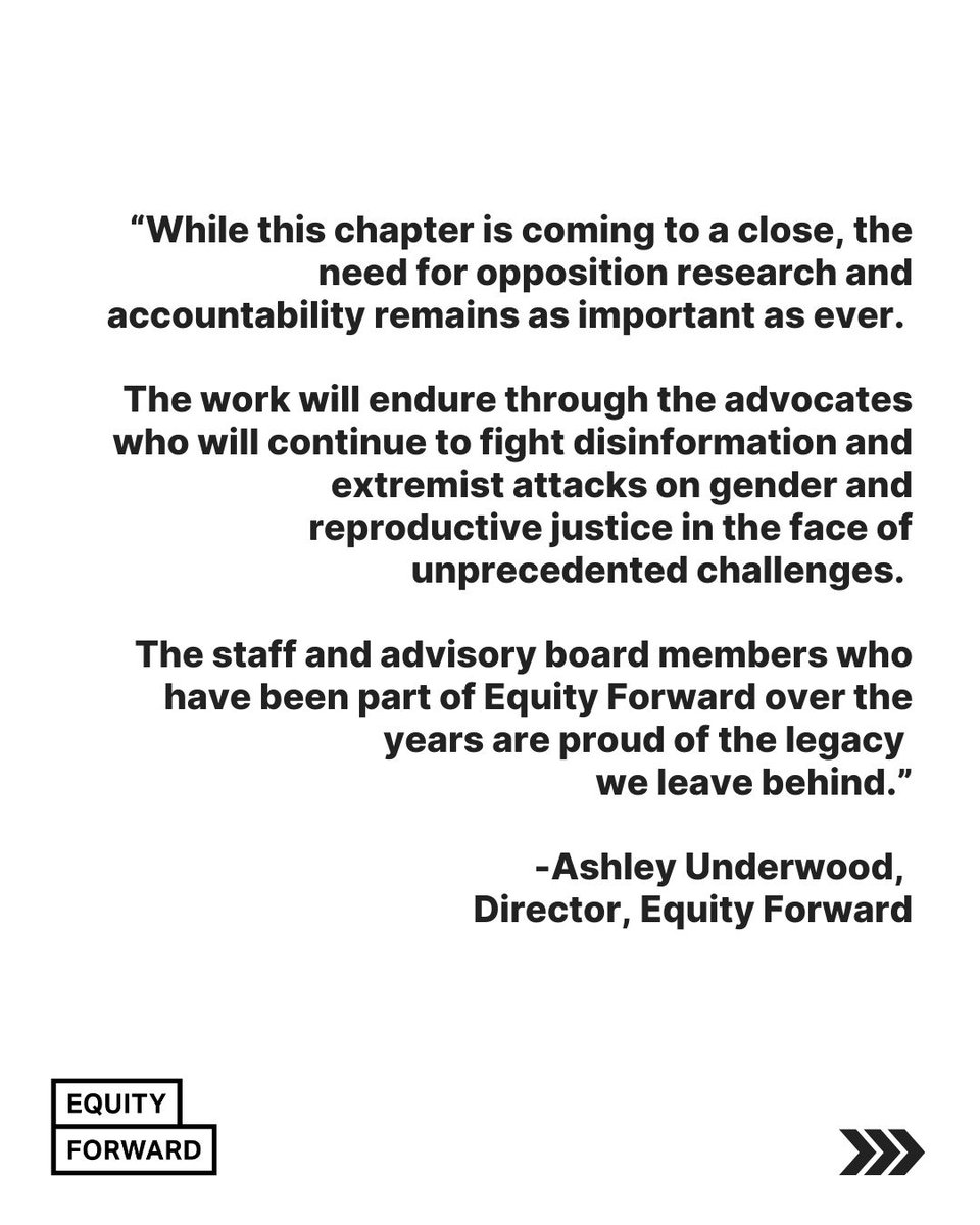 EquityForward's tweet image. Equity Forward sunsetted on March 31, 2025. Our legacy endures through the advocates and activists who continue to expose extremists and demand accountability. Forward, always. 💛