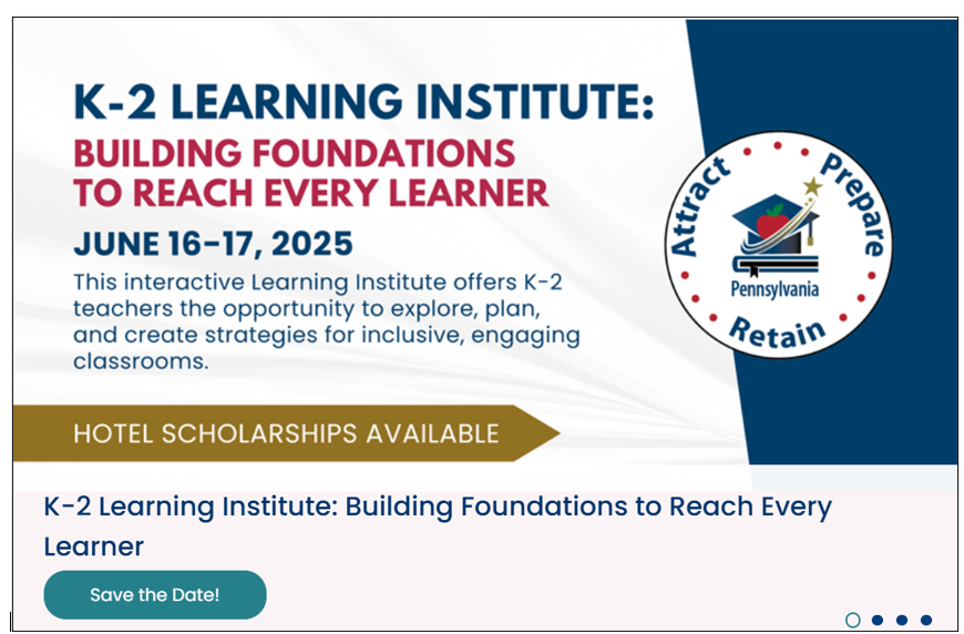 Don't miss out on the K-2 Learning Institute. For more information and to register, go to: pattan.net/.../Confere...…