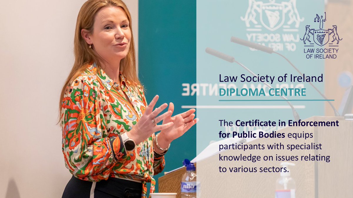 Our in-depth Certificate in Enforcement for Public Bodies, starting on 9 April, offers specialist knowledge on enforcement issues across a range of sectors. 

Find out more and make an application here: lawsociety.ie/news/news/Stor…