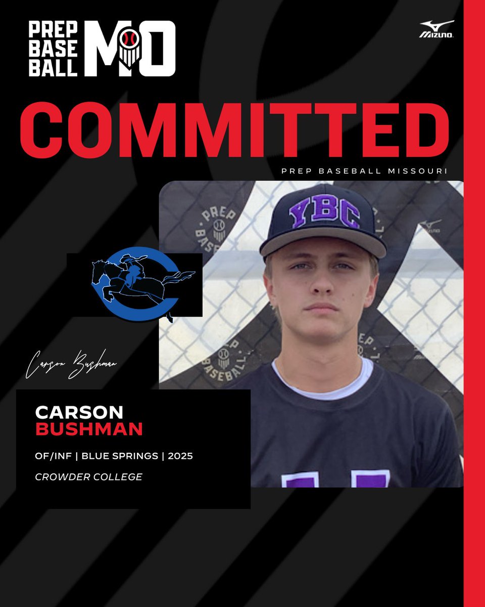 OF/INF Carson Bushman (Blue Springs, 2025) commits to Crowder College

👤: loom.ly/WnzRjPw

<a href="/carsonbushman/">Carson Bushman</a> // <a href="/BshsWildcat/">BSHS Wildcat Baseball</a> // <a href="/CrowderBasebal1/">Crowder Baseball</a>