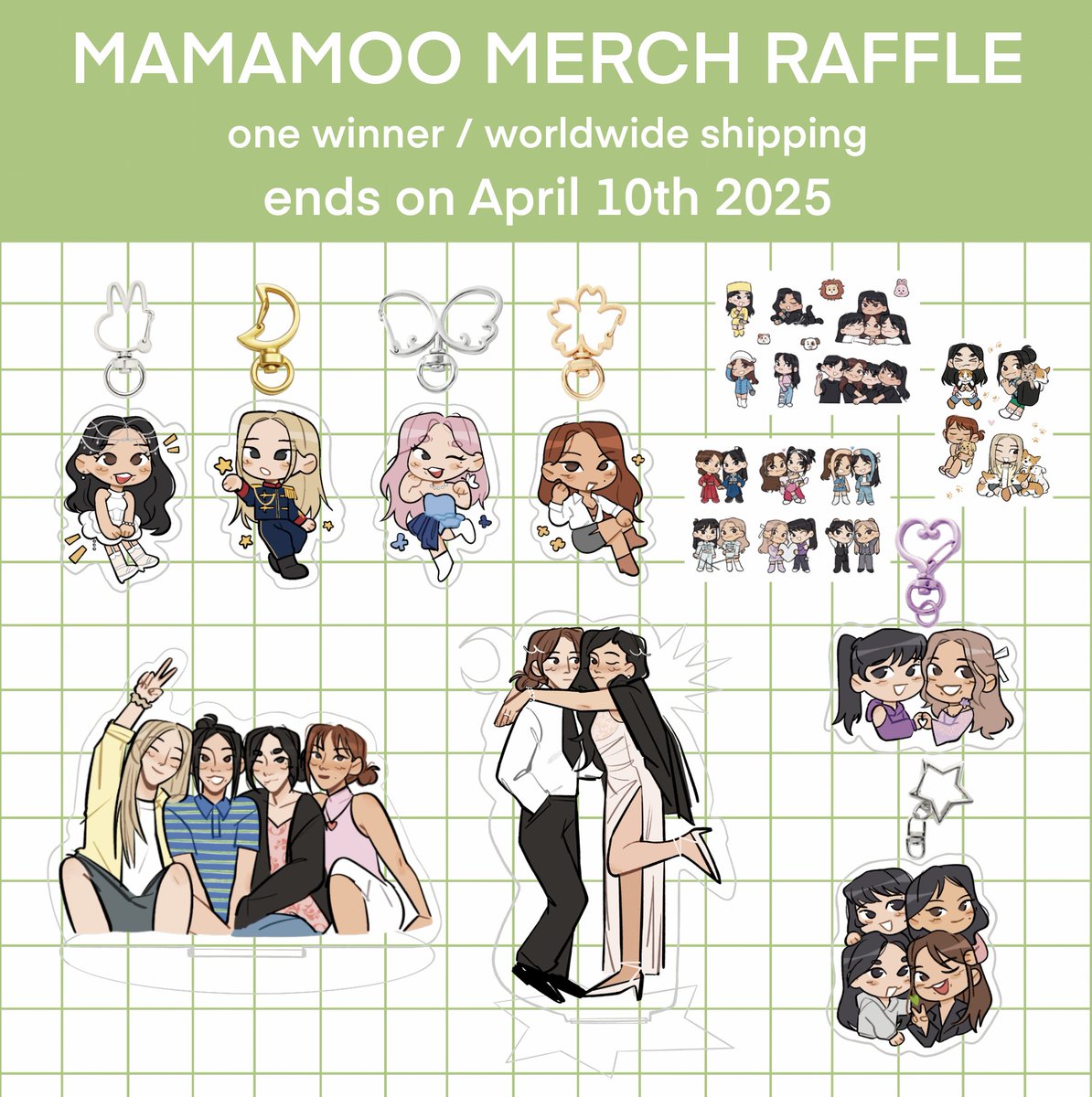 ⭐🌬️MMM MERCH RAFFLE🌹☀️
the winner gets a box with all of my mamamoo merch!! :)
🌏 worldwide shipping 

to participate:
🌼 follow me
🌼 RT this post
🌼 reply with your favorite mamamoo song

ends on APRIL 10TH
GOOD LUCK!!
