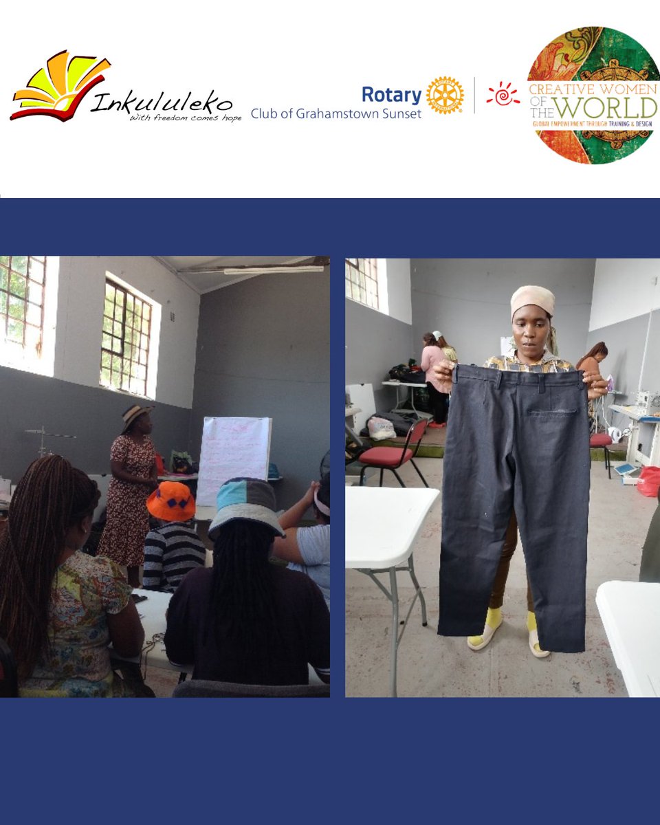 This week, we continued our journey of skill-building and empowerment with incredible women at Inkululeko! Through collaboration with Rotary Club of Grahamstown Sunset and Creative Women of the World, these inspiring women are learning valuable business and sewing skills.