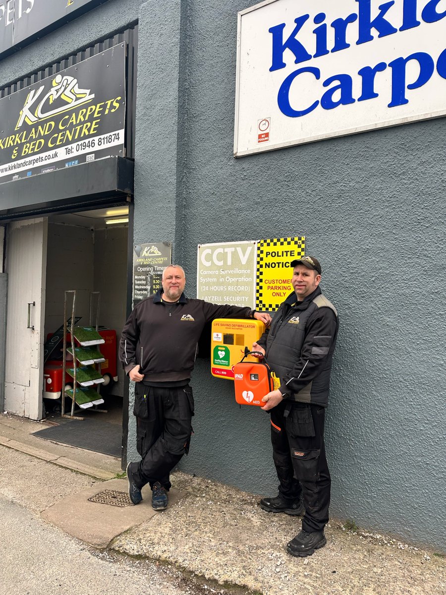 Thanks to Bill Morley’s recent fund raising, all costs have been raised for this new CPAD that has been installed today. This life saving equipment will provide coverage in a hotspot location in #Cumbria. CPR and Defibrillator awareness to follow 👏🏻