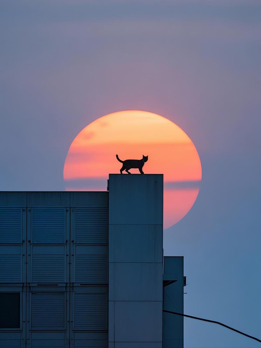 arthurld6391's tweet photo. 当暮色把城市揉成暖橘色的棉花糖
有只猫在楼宇间踩出时间的褶皱
它站在天台的边缘
尾巴卷着最后一道夕光
砖红色的屋顶被镀上金箔
风里摇晃的胡须丈量着黄昏的浓度
我们都在等
等晚霞把焦虑熨成平缓的呼吸
等云朵吸走所有未说完的叹息
原来最温柔的安慰
是看一只猫把影子站成时针
而夕阳从不催促任何人 https://t.co/fRvGrfDlUz