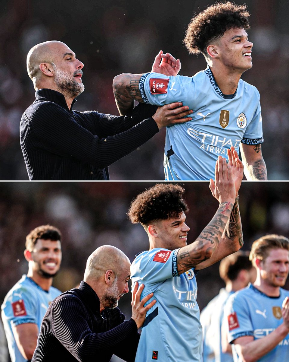 Pep Guardiola made sure 20-year-old Nico O’Reilly got his applause from the Man City fans after his two assists vs. Bournemouth 🥹