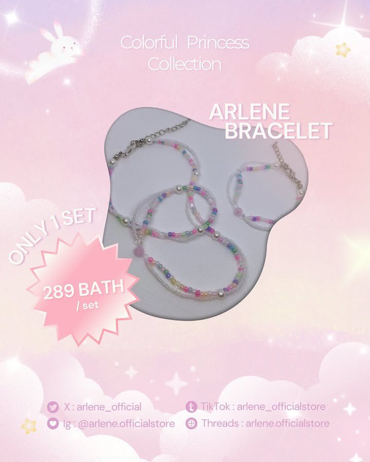 arlene_official's tweet photo. ˗ˏˋ ꒰  𝐶𝑜𝑙𝑜𝑟𝑓𝑢𝑙 𝑃𝑟𝑖𝑛𝑐𝑒𝑠𝑠  𝑆𝑒𝑡 ꒱ ˎˊ˗ 

꩜ price :  289 bath 
꩜ shipping : 29 only
꩜ only 1 set .ᐟ

Necklace 
✧ price :  209 bath 
✧ length : ~42-47

Bracelet 
✧ price :  99 bath 
✧ length : ~16-18

สนใจ | สอบถาม | สั่งซื้อ Direct messages https://t.co/IDJTBldHst