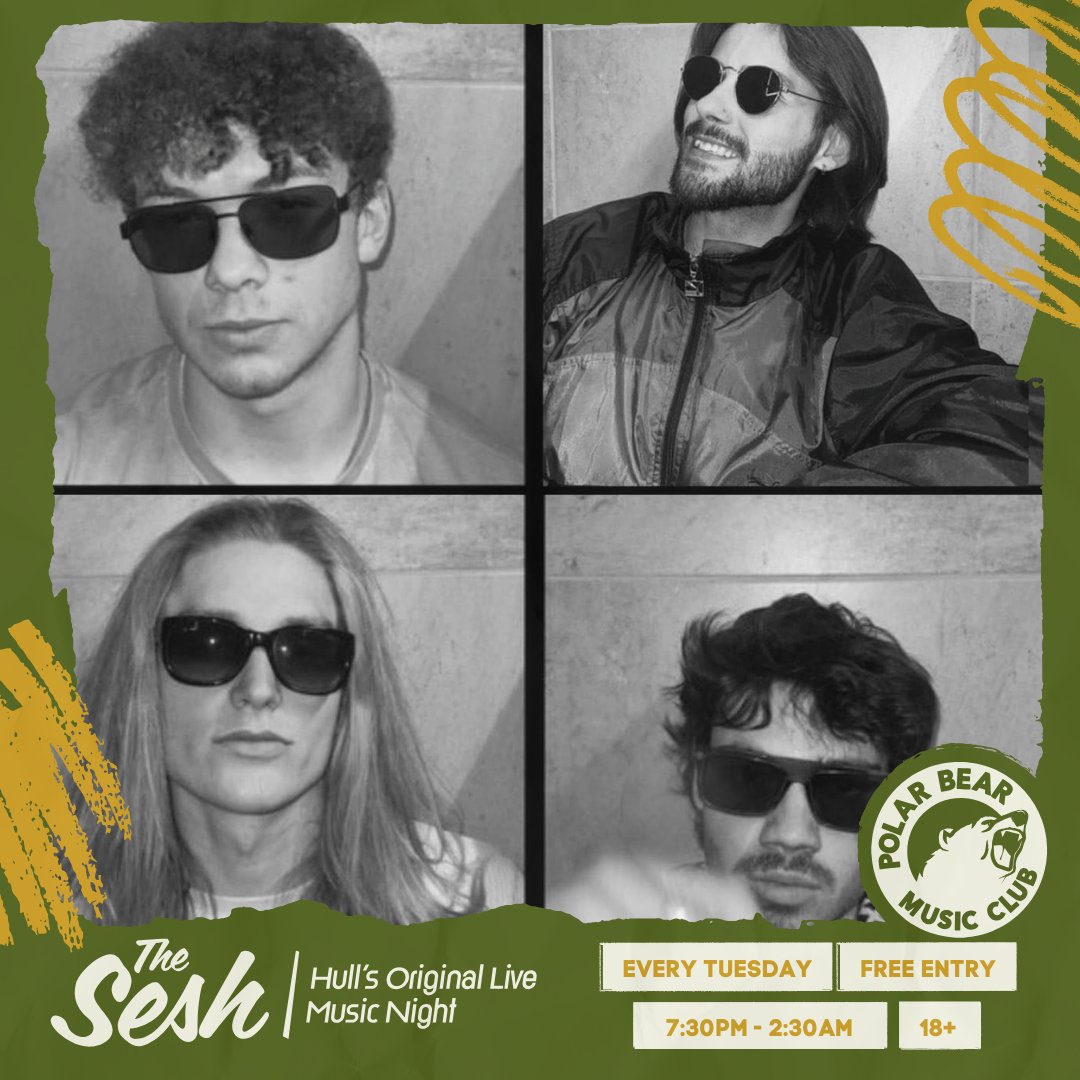 LINE-UP CHANGE✨ 
THE SESH - LIVE MUSIC EVERY TUESDAY HERE AT POLAR BEAR, #HULL  

➳ free entry / 18+ 
➳ 7:30pm - 2:30am 
➳ live music - food - djs til late  

Ft. <a href="/GUTSPUNX/">GUTS.</a> + #Wormfood + #CreatureHoney + #LuxLisbon // + afterparty DJs til 2:30am!  

bit.ly/TUESDAYSESH