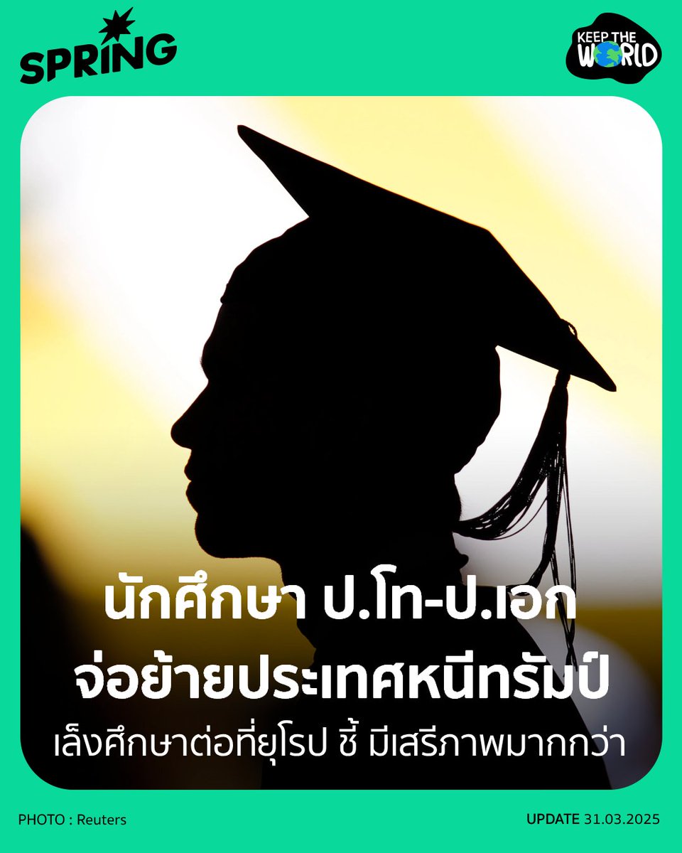 สหรัฐฯ กำลังเผชิญสภาวะ “สมองไหล” ผลสำรวจจาก Nature ชี้ นศ.ป.โท-เอก 75% เตรียมย้ายหนีทรัมป์ เผย “ขอไปที่ไหนก็ได้ที่มีเสรีภาพทางวิชาการมากกว่านี้”
.
springnews.co.th/keep-the-world…
.
#SPRiNG #SPRiNGNews #KeepTheWorld #สหรัฐอเมริกา #นักศึกษา #วิชาการ #โลกร้อน #วิทยาศาสตร์